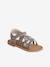 Pair of Leather Hook-&-Loop Sandals for Children, Designed for Autonomy printed beige - vertbaudet enfant 