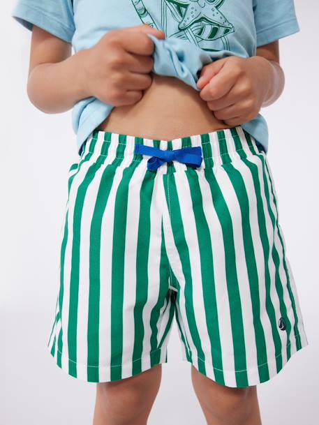 Short de bain enfant à rayures rayé vert - vertbaudet enfant 