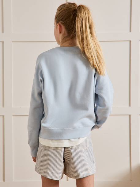 Sweat fille à messageen coton Liberty en coton bio bleu ciel - vertbaudet enfant 