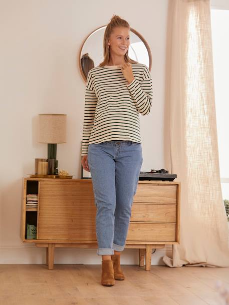 Jean de grossesse mom bandeau sans couture Bleu stone+DENIM STONE+Gris - vertbaudet enfant 
