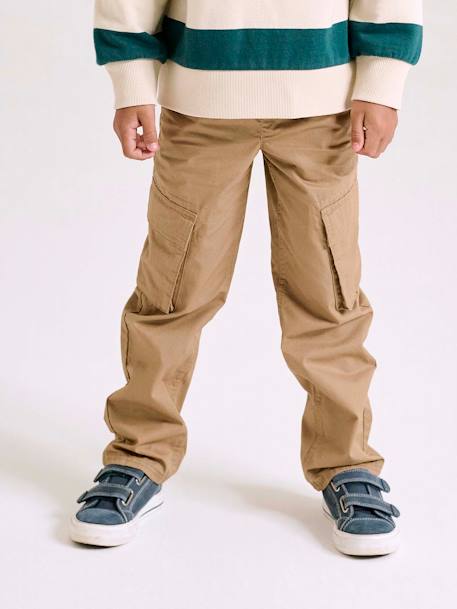 Pantalon droit cargo droit morphologique tour de hanches médium bleu nuit+sable - vertbaudet enfant 