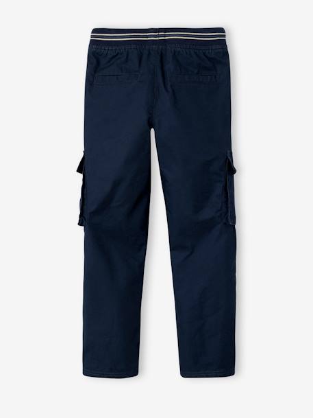 Pantalon  garçon cargo droit morphologique tour de hanches fin bleu nuit+sable - vertbaudet enfant 