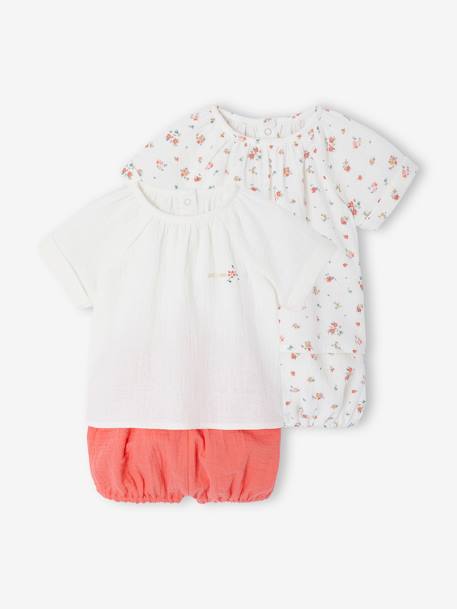 Pack of 2 baby pyjamas shorts fluorescent coral - vertbaudet enfant 