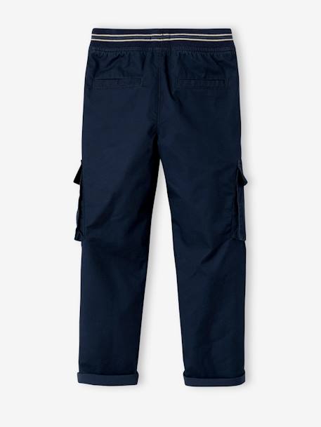 Pantalon  garçon cargo droit morphologique tour de hanches fin bleu nuit+sable - vertbaudet enfant 