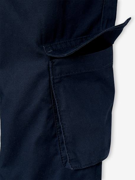 Pantalon  garçon cargo droit morphologique tour de hanches fin bleu nuit+sable - vertbaudet enfant 