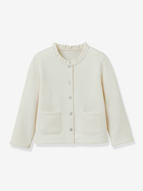 Girl's fleece cardigan - organic cotton - CYRILLUS ecru - vertbaudet enfant 