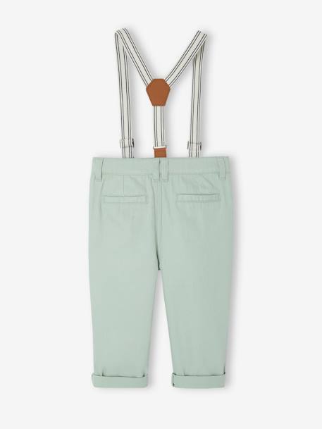 Pantalon bébé à bretelles amovibles vert sauge - vertbaudet enfant 