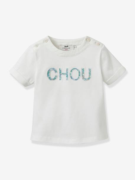 Tee-shirt bébé lettres en tissu Liberty - Coton biologique vert imprimé - vertbaudet enfant 