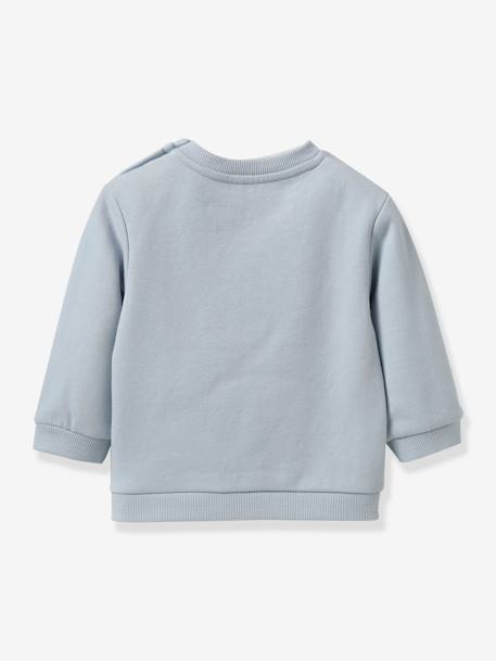 Sweatshirt with Liberty® fabric letters for babies - Organic cotton CYRILLUS light blue - vertbaudet enfant 