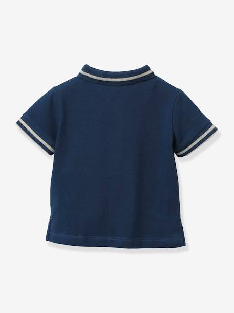 Baby polo shirt in cotton piqué knit - Organic cotton CYRILLUS indigo - vertbaudet enfant 