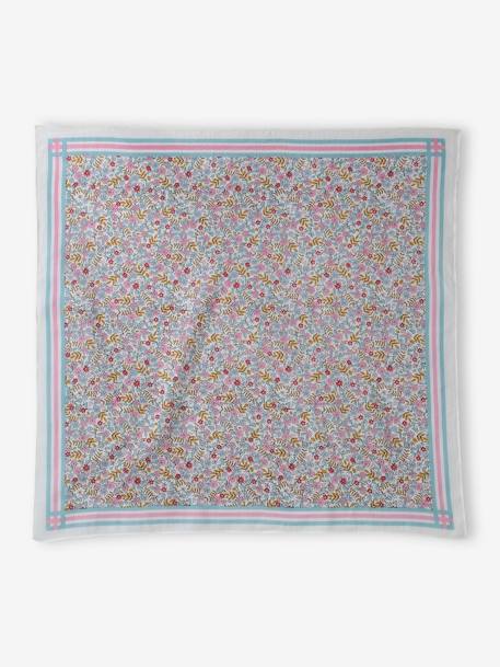 Floral Print Scarf for Girls ecru+grey blue - vertbaudet enfant 