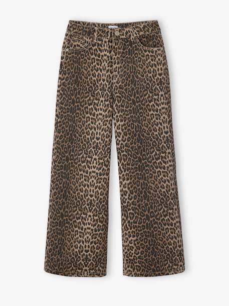 Wide-Leg Leopard Trousers for Girls, JONEN beige - vertbaudet enfant 