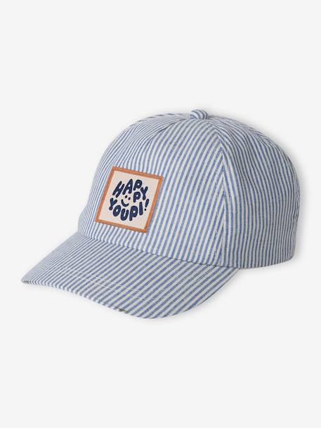 'Happy Youpi' Cap for Babies striped blue - vertbaudet enfant 