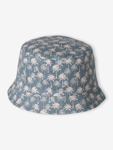 Reversible 'Palm Tree' Bucket Hat for Boys khaki - vertbaudet enfant 