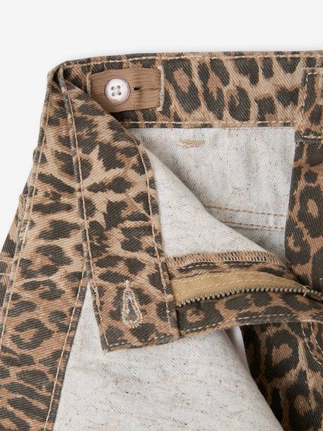 Asymmetrical Leopard Print Mini Skort for Girls, JONEN beige - vertbaudet enfant 