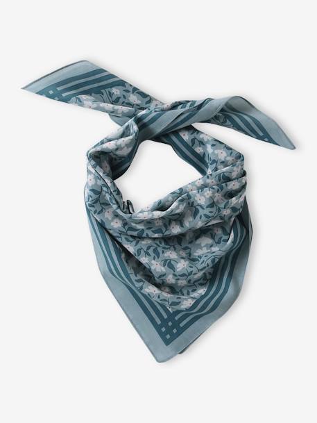 Floral Print Scarf for Girls ecru+grey blue - vertbaudet enfant 