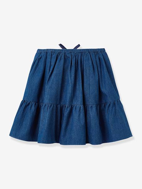 Frilled skirt for girls in light denim CYRILLUS denim blue - vertbaudet enfant 
