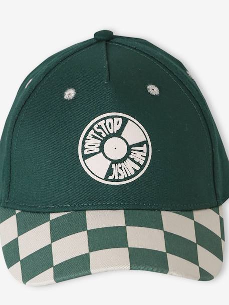 Chequered Cap for Boys aqua green - vertbaudet enfant 