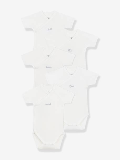 Lot de 5 bodies croisés manches courtes bébé blanc - vertbaudet enfant 