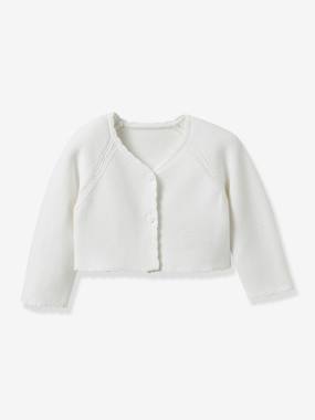 Bébé-Cardigan court fille - coton biologique- collection fêtes et mariages