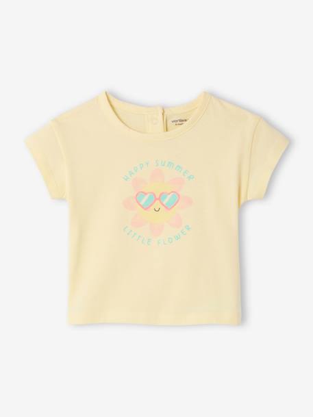 Printed T-Shirt in Organic Cotton for Babies pastel yellow - vertbaudet enfant 