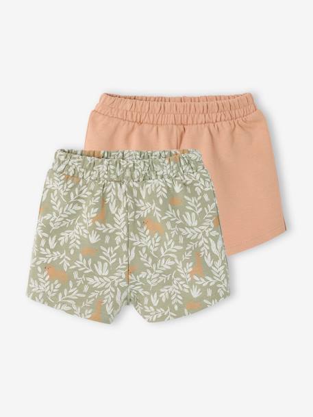 Pack of 2 lightweight fleece shorts for newborns clay beige - vertbaudet enfant 