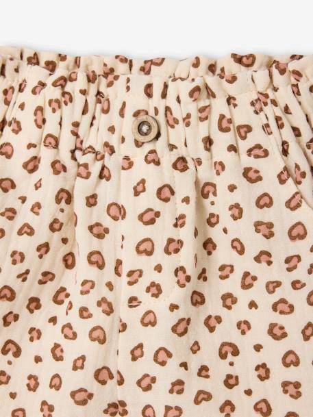 Leopard Print Shorts in Cotton Gauze for Babies vanilla - vertbaudet enfant 