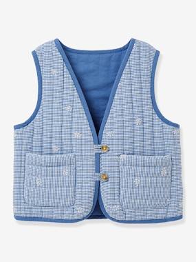 -Veste matelassée sans manches fille vichy brodé