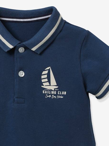 Baby polo shirt in cotton piqué knit - Organic cotton CYRILLUS indigo - vertbaudet enfant 