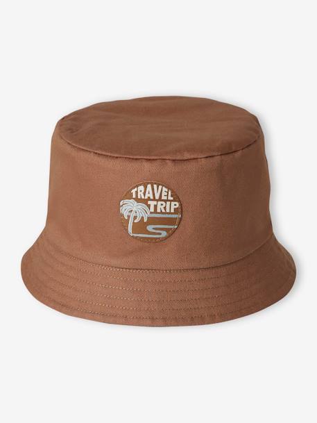 Reversible 'Palm Tree' Bucket Hat for Boys khaki - vertbaudet enfant 