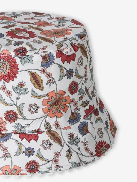 Floral Print Bucket Hat for Girls ecru - vertbaudet enfant 