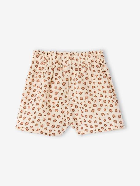 Leopard Print Shorts in Cotton Gauze for Babies vanilla - vertbaudet enfant 