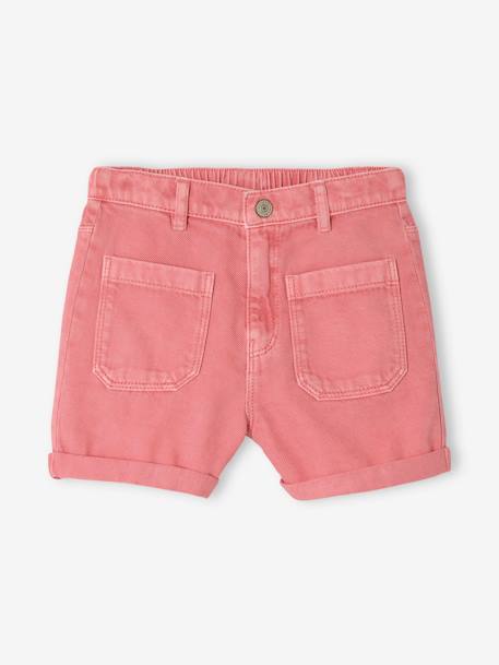 Girls' shorts with patch pockets rose+vanilla - vertbaudet enfant 
