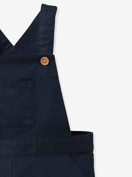 Linen and cotton baby dungaree shorts CYRILLUS navy blue - vertbaudet enfant 