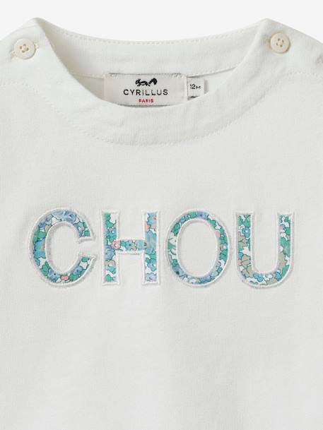 Tee-shirt bébé lettres en tissu Liberty - Coton biologique vert imprimé - vertbaudet enfant 