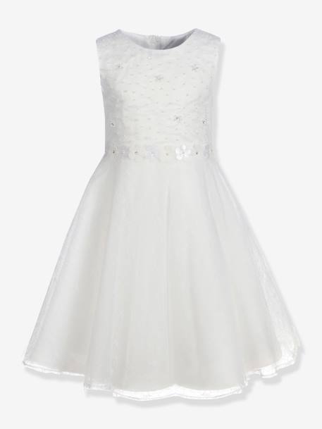 Robe de fête pour fille Happy Girls avec perles et fleurs écru - vertbaudet enfant 