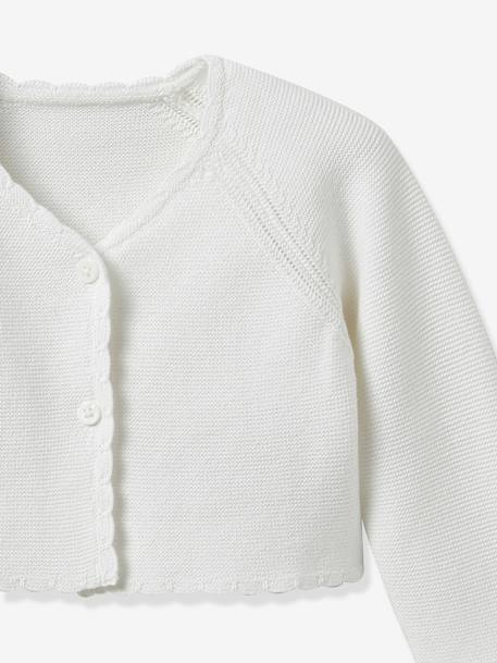 Girl's short cardigan - organic cotton - CYRILLUS party and wedding collection ecru - vertbaudet enfant 