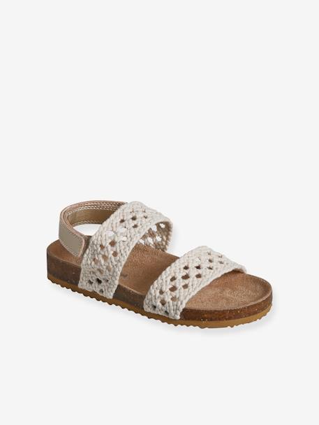 Sandales scratchées effet crochet enfant beige - vertbaudet enfant 