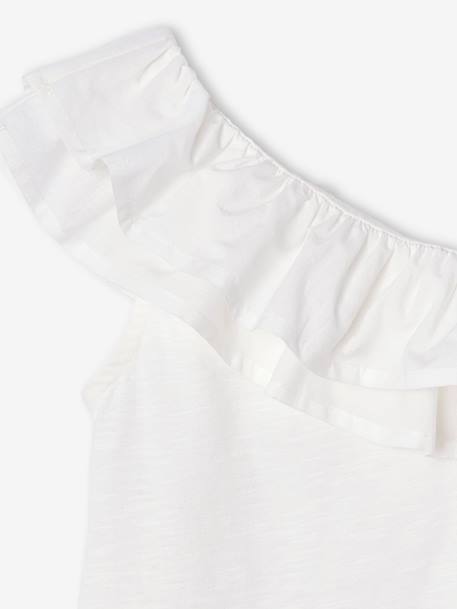Top with Asymmetrical Frill for Girls coral+ecru+sage green - vertbaudet enfant 
