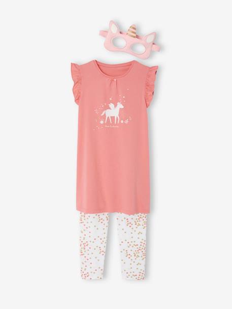 Magical Nightwear Set: Nightdress + Leggings + Mask + Drawstring Bag rose - vertbaudet enfant 