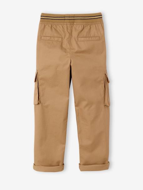 Pantalon  garçon cargo droit morphologique tour de hanches fin bleu nuit+sable - vertbaudet enfant 