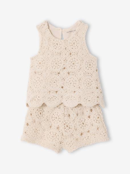 Top + Shorts Set in Macramé for Babies vanilla - vertbaudet enfant 