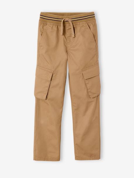Pantalon  garçon cargo droit morphologique tour de hanches fin bleu nuit+sable - vertbaudet enfant 