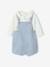 Baby bodysuit and striped dungarees set sky blue - vertbaudet enfant 
