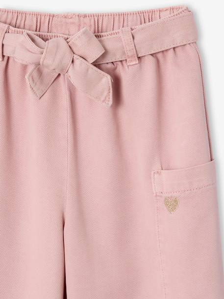Cropped Wide-Leg Trousers in Tencel®, for Girls rose - vertbaudet enfant 