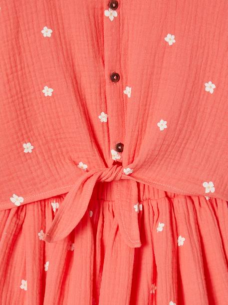 Tie-front blouse and skirt set for girls coral - vertbaudet enfant 