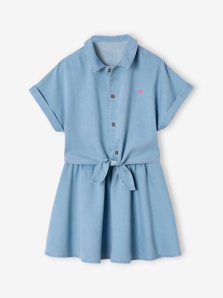Tie-front blouse and skirt set for girls coral+light blue - vertbaudet enfant 