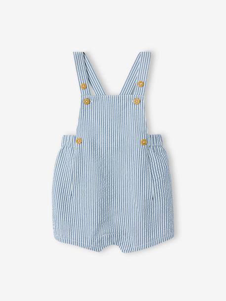 Baby bodysuit and striped dungarees set sky blue - vertbaudet enfant 