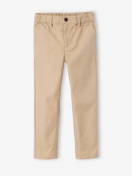 Easy-to-put-on chino-style trousers for boys beige+navy blue - vertbaudet enfant 