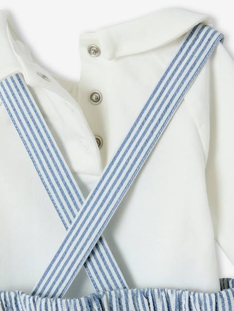 Baby bodysuit and striped dungarees set sky blue - vertbaudet enfant 